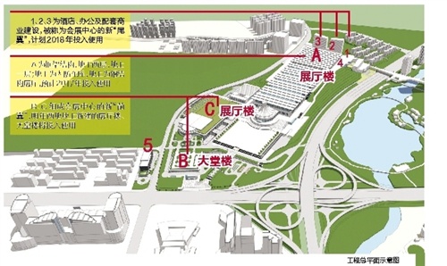 南宁会展中心新"前翼"主体施工完成 配套设施增多